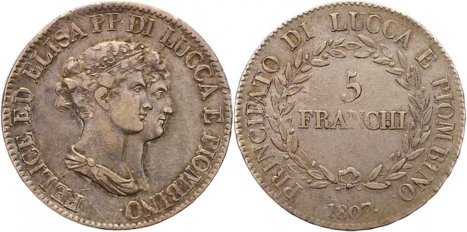 Foto Italien-Lucca Taler zu 5 Franchi 1807