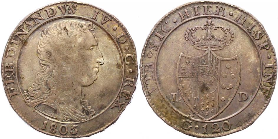 Foto Italien-Neapel und Sizilien Piastra zu 120 Grani 1805