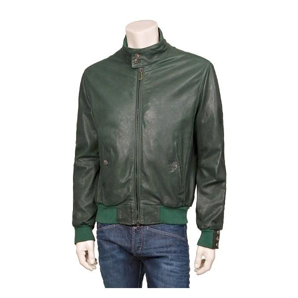 Foto JACOB COHEN J866 Men'S Bomber Leather Jacket Verde foto 273528