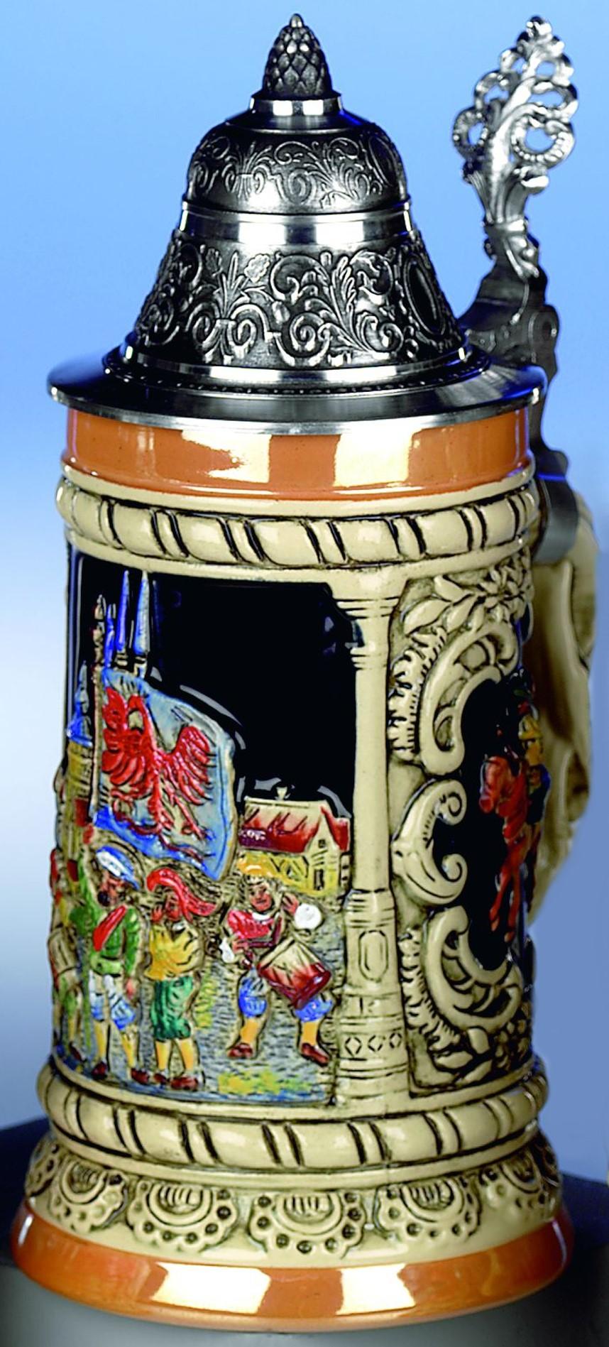 Foto Jarra de cerveza alemana con relieve, la Edad Media, jarra 0,5 litros