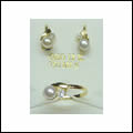 Foto Juego de pendientes y sortija oro circonita perla comunión foto 358260