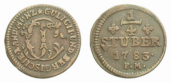 Foto Jülich-Berg Cu-1/4 Stüber 1783