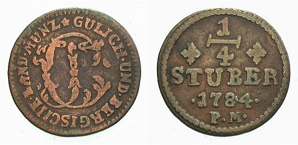 Foto Jülich-Berg Cu-1/4 Stüber 1784