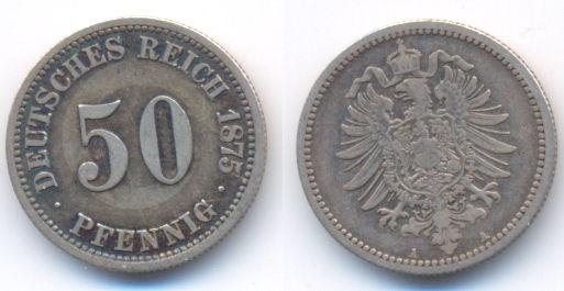 Foto Kaiserreich: Kleinmünzen 50 Pfennig 1875 A foto 368607