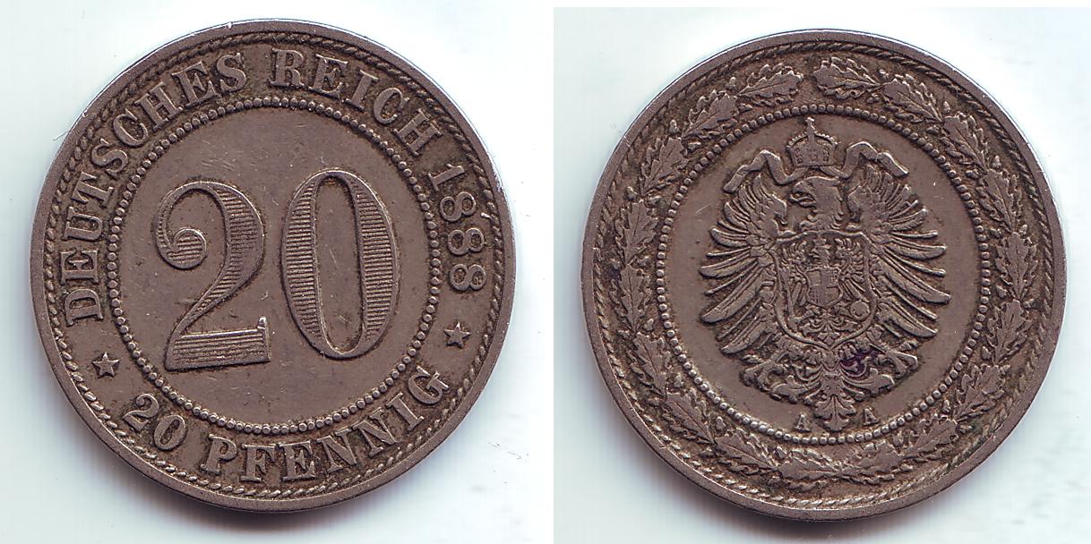 Foto Kaiserreich 20 Pfennig 1888 A foto 657505
