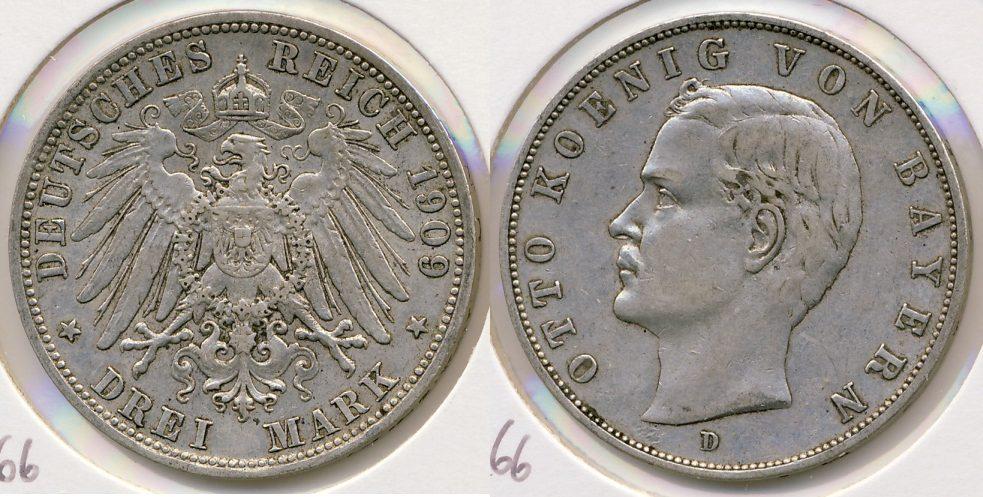 Foto Kaiserreich Bayern 3 Reichsmark 1909 D