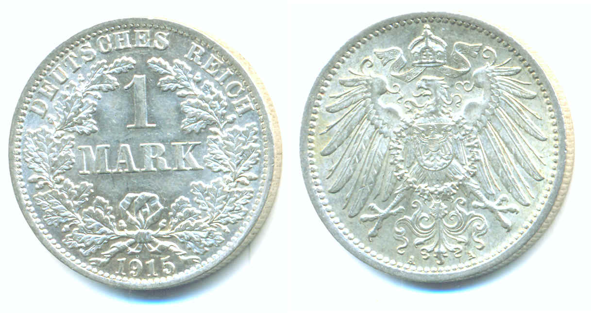 Foto Kaiserreich-KleinmÜNzen: 1 Mark, grosser, 1915 A, foto 795599