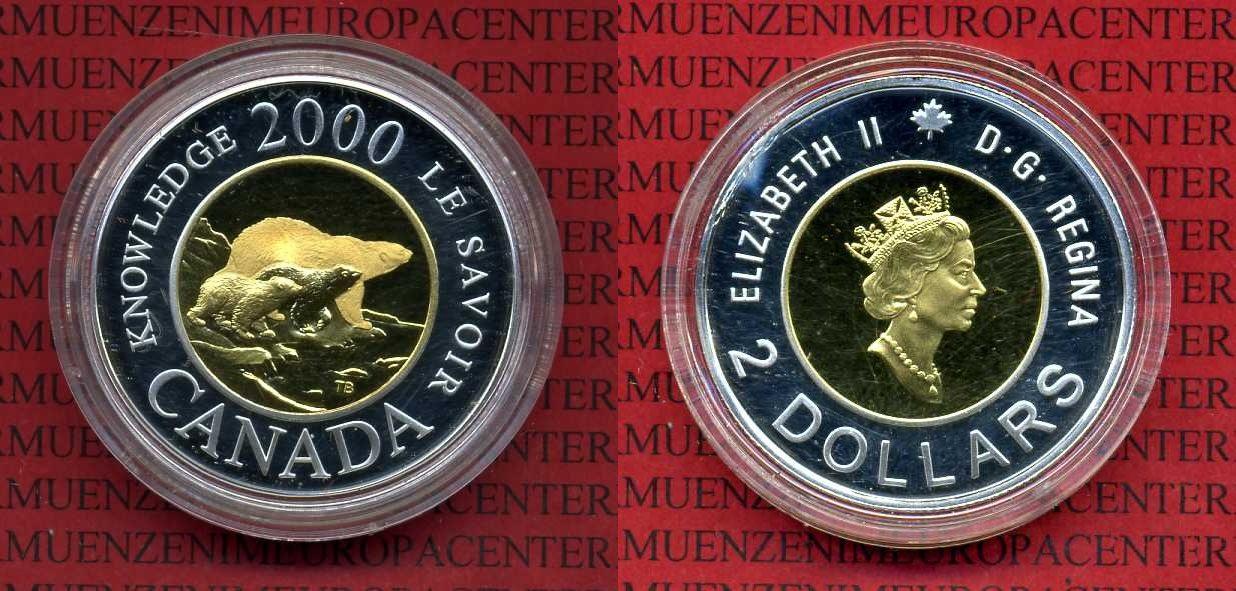 Foto Kanada Canada 2 Dollar Silber mit Teilvergoldung 2000