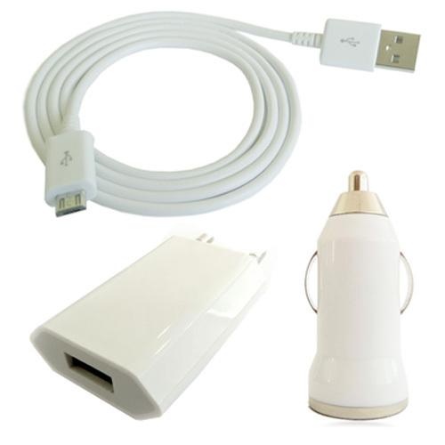 Foto Kit Cargador Blanco Para Huawei Ascend P2 Micro Usb Cable Coche Datos Casa Home foto 950928
