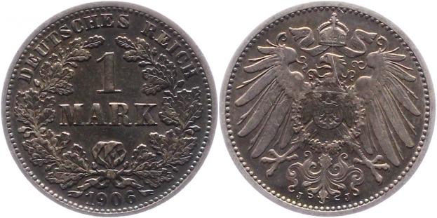 Foto Kleinmünzen 1 Mark 1906 J