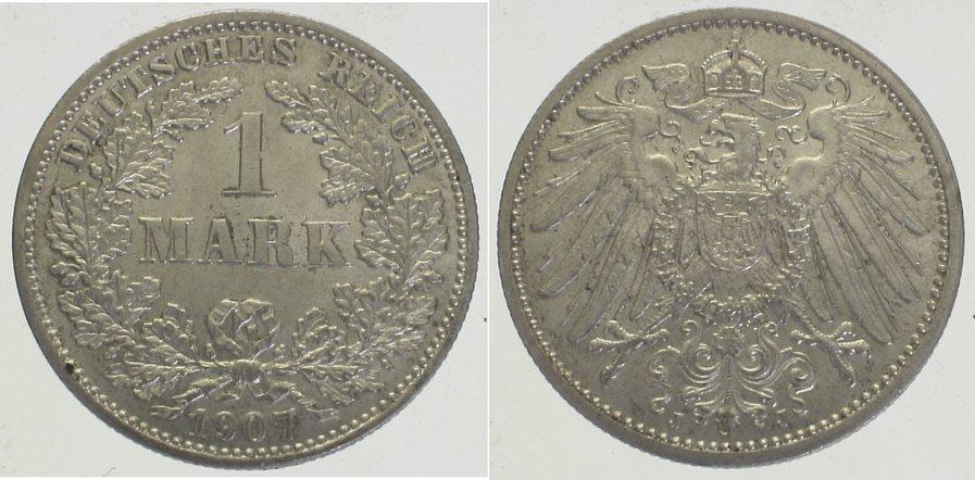 Foto Kleinmünzen 1 Mark 1907 J