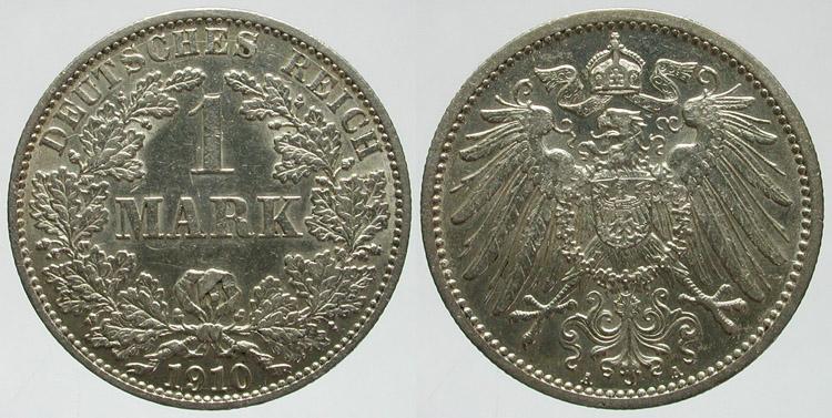 Foto Kleinmünzen 1 Mark 1910 A