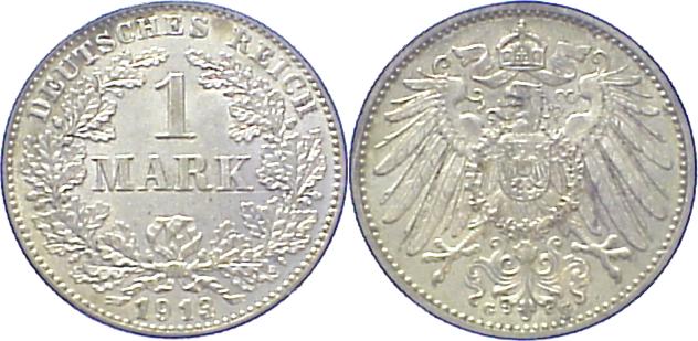 Foto Kleinmünzen 1 Mark 1913 G