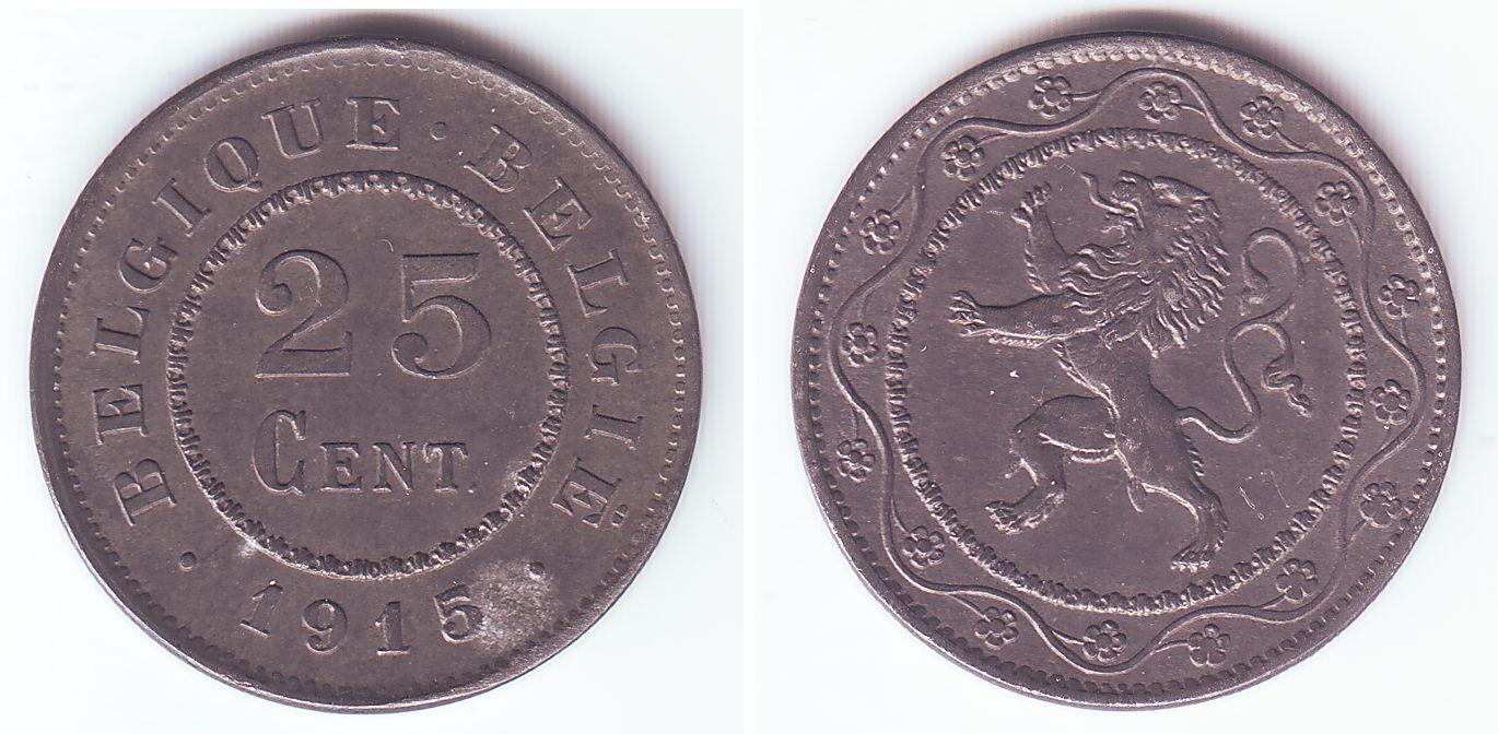 Foto Königreich Belgien (1914 1918) 25 Cent 1915