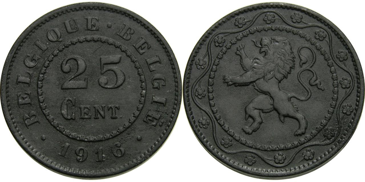 Foto Königreich Belgien 25 Cent 1916
