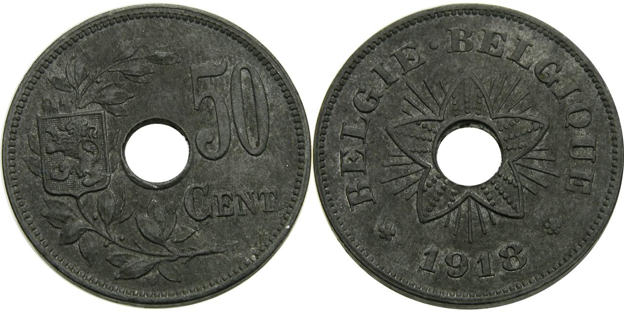 Foto Königreich Belgien 50 Cent 1918