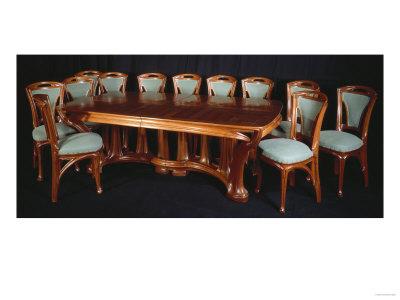 Foto Lámina A Highly Important Carved Mahogany Dining Table and Chairs de Franz Arthur Bischoff, 61x46 in. foto 711558