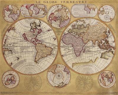 Foto Lámina Antique Map, Globe Terrestre, 1690 de Vincenzo Coronelli, 41x51 in. foto 588001