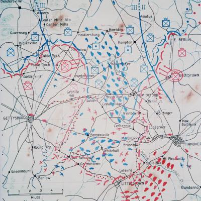 Foto Lámina fotográfica de primera calidad Map of Southern PA, Overlayed with Military Strategic Symbols to Illustrate Hypothetical Battle de Horace Bristol, 41x41 in. foto 967406
