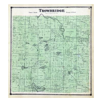 Foto Lámina giclée 1873, Trowbridge Township, Base Line Lake, Kalamazoo River, Osgood Lake, Michigan, United States, 41x41 in. foto 824447