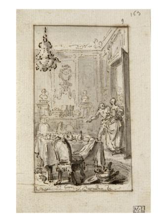 Foto Lámina giclée Album Dummy: Man Showing a Young Woman a Table Spread de Augustin De Saint-aubin, 61x46 in. foto 961788