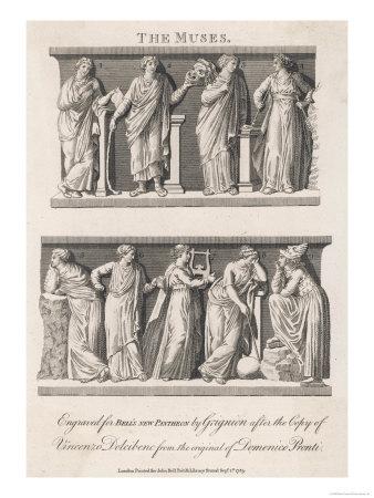 Foto Lámina giclée Clio, Thalia, Terpsichore, Euterpe, Polyhymnia, Calliope, Erato, Urania, Melpomene, 61x46 in. foto 688347