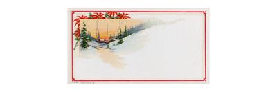 Foto Lámina giclée Gift Tag with Winter Scene, Poinsettia Border of Snowy Valley, National Museum of American History, 61x41 in. foto 846009