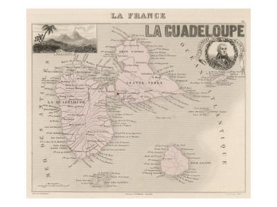Foto Lámina giclée Guadeloupe Map, 61x46 in. foto 960631