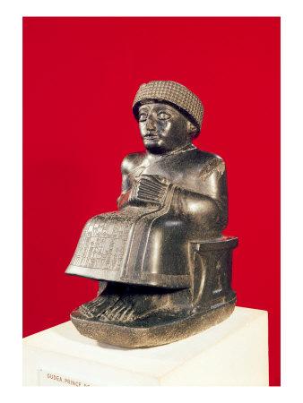 Foto Lámina giclée Gudea, Prince of Lagash, Statue Dedicated to Ningizzada, Neo-Sumerian, from Telloh, ancient Girsu, , 61x46 in. foto 833413