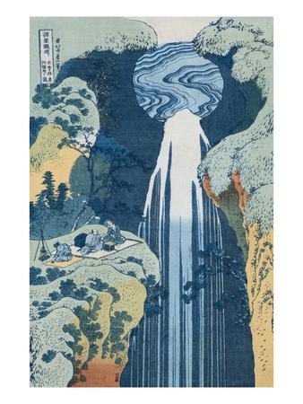 Foto Lámina giclée La catarata de Amida en el camino de Kiso de la serie Cataratas de todas las provincias de Hokusai, 61x46 in. foto 822345