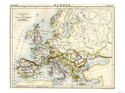 Foto Lámina giclée Map of Europe in the Time of the Roman Empire, 61x46 in. foto 947354