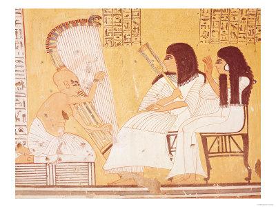 Foto Lámina giclée The Deceased and His Wife Listening to a Blind Harpist, from the Tomb of Ankerkhe, 61x46 in. foto 890781