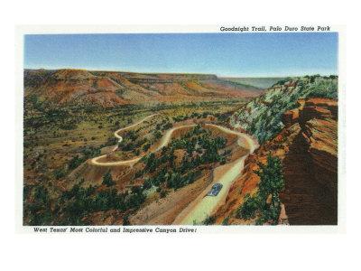 Foto Lámina Palo Duro Canyon State Park, Texas - Aerial View of the Goodnight Trail, c.1941, 61x46 in. foto 652095