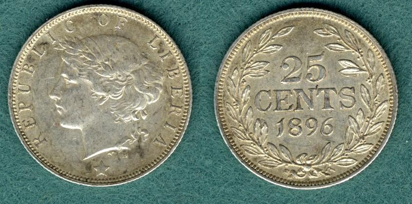 Foto Liberia 25 Cents 1896
