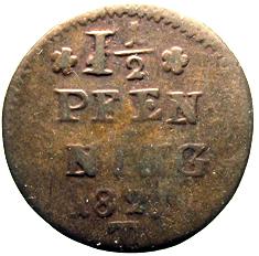 Foto Lippe 1 1/2 Pfennig 1821 T foto 872640