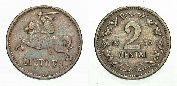 Foto Litauen-Republik Bronze-2 Centai 1936