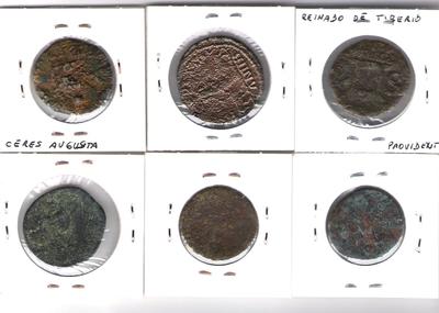 Foto Lote 6 Monedas Romanas  As  Dupondio Augusto Claudio Gordiano  Trajano Adriano foto 107131