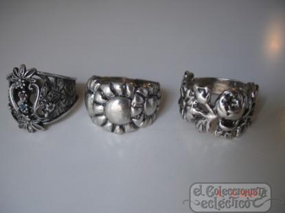 Foto lote de tres anillos. plata 925 y piedras. flores y hojas foto 34700