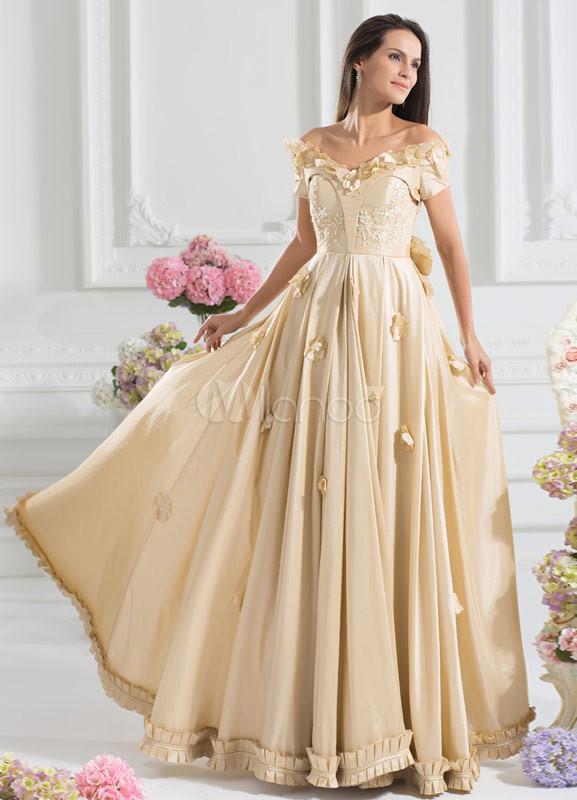 Foto Lujo Champagne tafetán rebordear vestido de fiesta-vestido de la mujer foto 881409