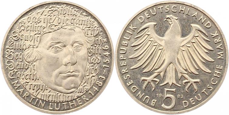Foto Münzen der Bundesrepublik Deutschland 5 Mark 1983 G foto 110405