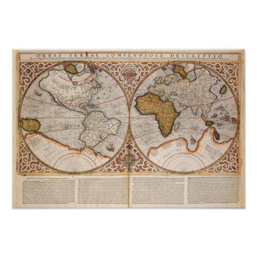 Foto Mapa del mundo doble del hemisferio, 1587 Impresiones foto 698559