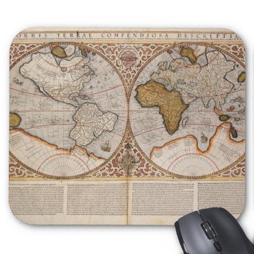 Foto Mapa del mundo doble del hemisferio, 1587 Tapete De Raton foto 698556