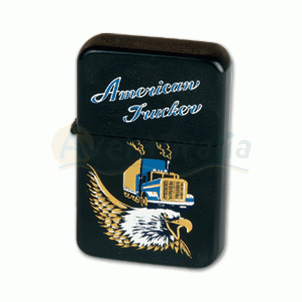 Foto Mechero de gasolina Aventuralia de color negro con dibujo de camión azul foto 642647