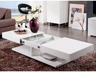 Foto Mesa De Centro Aramis Con Espacios De Guardado - Mdf Lacado Blanco foto 55934