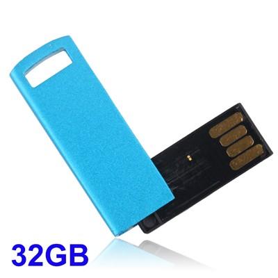 Foto Metal de color azul material girando la llave USB 32 GB