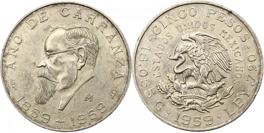 Foto Mexiko 5 Pesos 1959 foto 140475