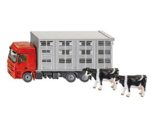 Foto Miniatura camion mercedes actros transporte de ganado con 2 vacas