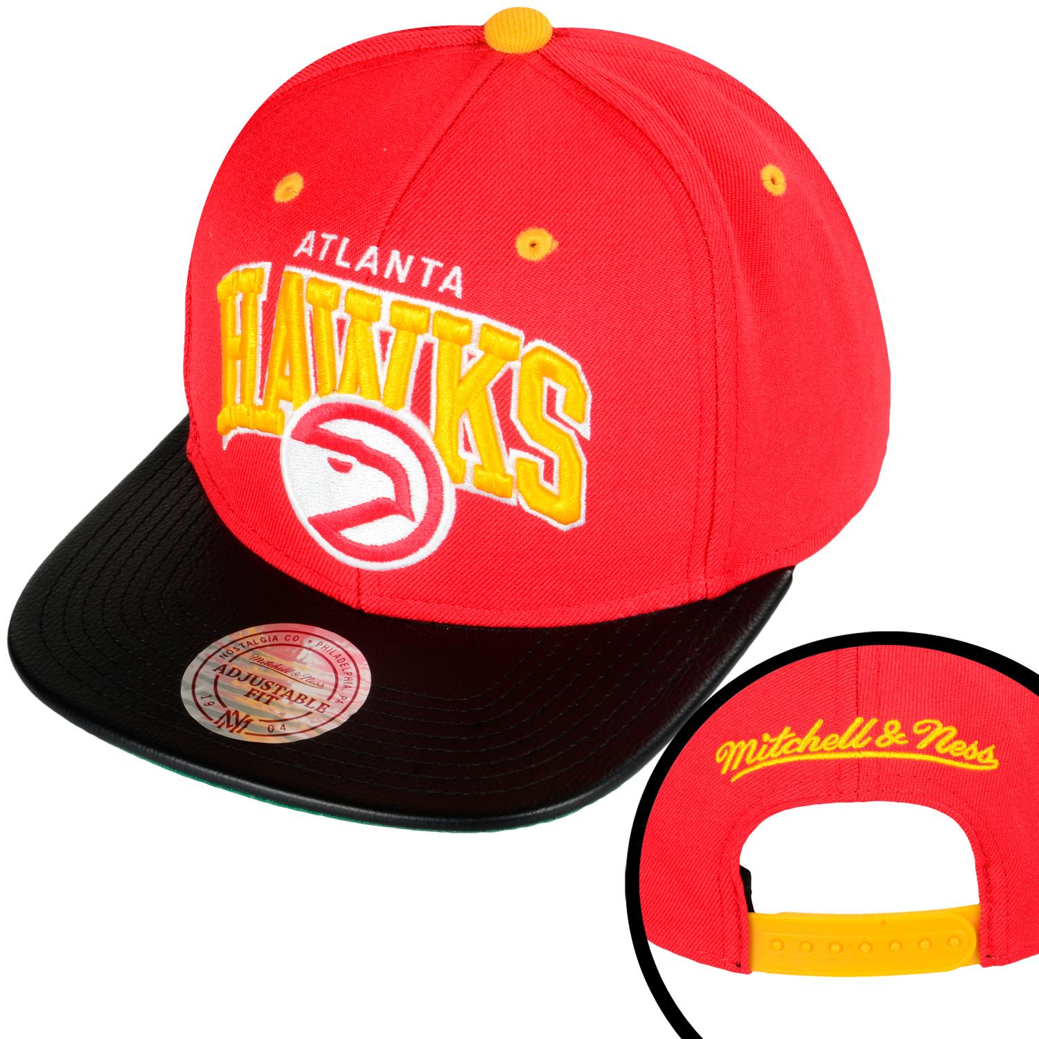 Foto Mitchell & Ness Leatharc Atlanta Hawks Snapback Cap Rojo Negro
