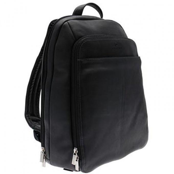 Foto mochila negra de cuero de vaquilla le tanneur