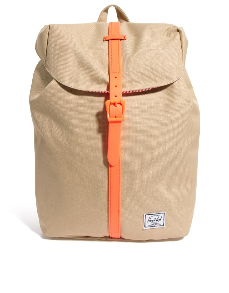 Foto Mochila Post de Herschel Khaki/neon orange